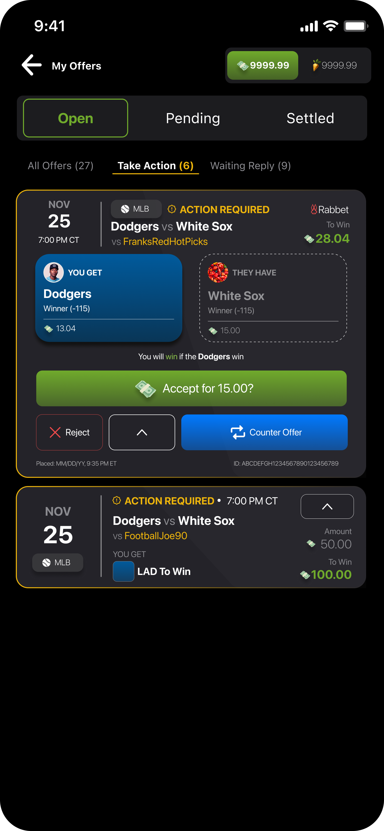 My offers screen